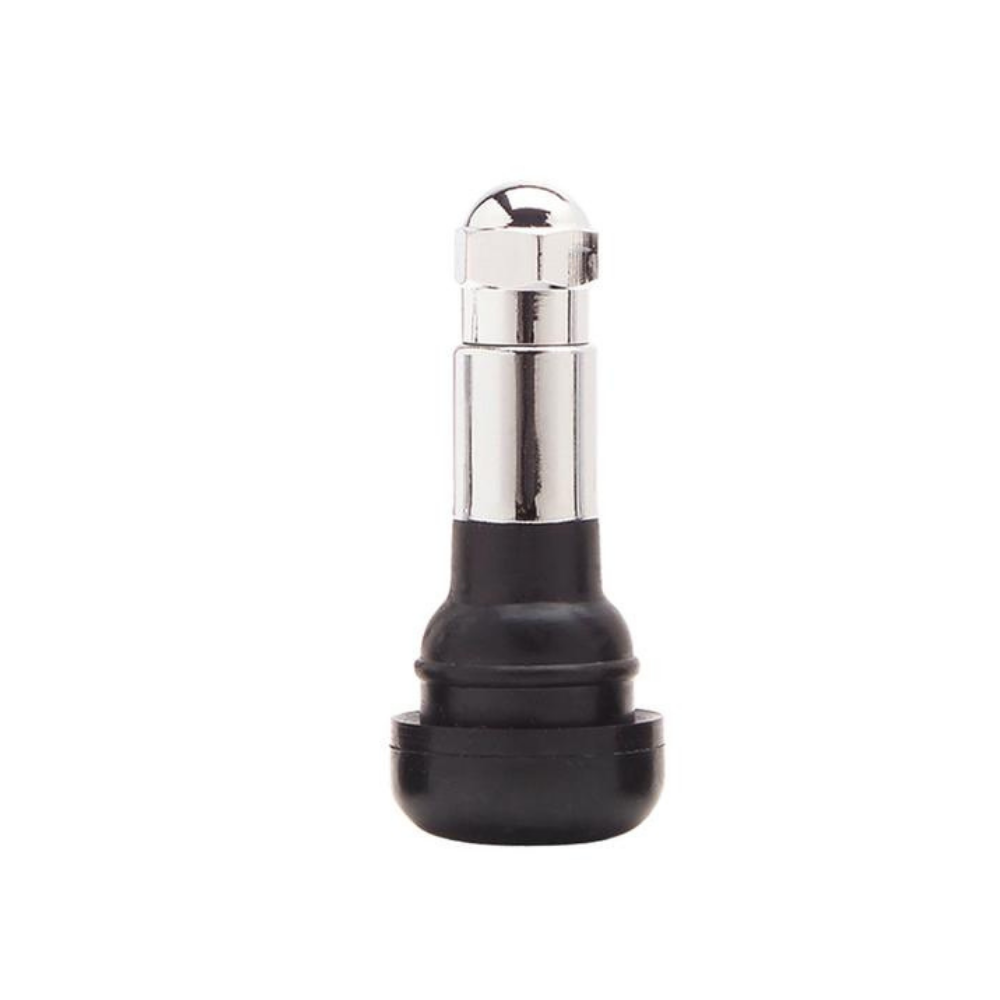 TR413 Snap-In Tubeless Tire Valve with Chrome SLEEVE/CAP, Bag of 50 at Tech Tire Repairs