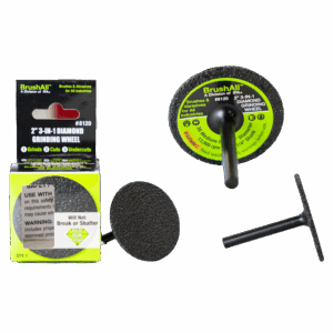 IP8120 2-inch 3-in-1 diamond grinding wheel shown with retail packaging and multiple views of the wheel and 1/4-inch arbor.